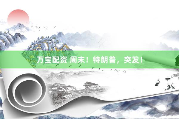 万宝配资 周末！特朗普，突发！