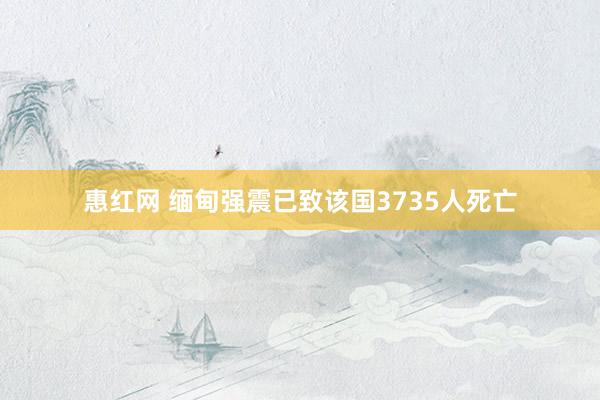 惠红网 缅甸强震已致该国3735人死亡
