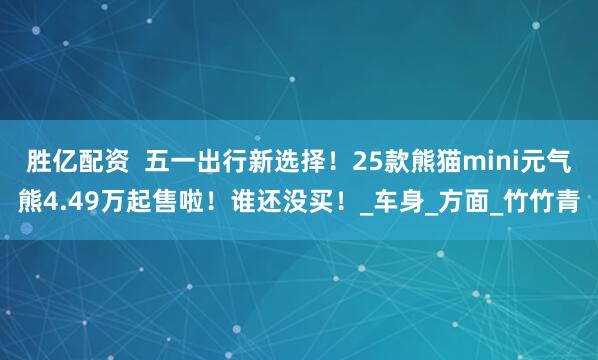 胜亿配资  五一出行新选择！25款熊猫mini元气熊4.49万起售啦！谁还没买！_车身_方面_竹竹青